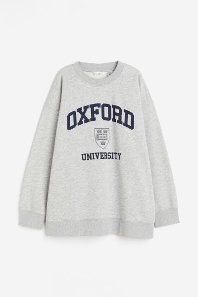 Oversized sweater - Grijs/Oxford University - DAMES | H&M NL | H&M (DE, AT, CH, NL, FI)