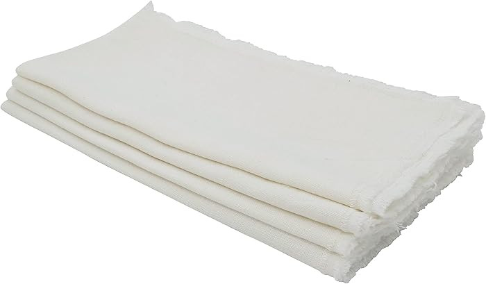 Saro Lifestyle Fringe Linen Table Napkin (Set of 4) | Amazon (US)