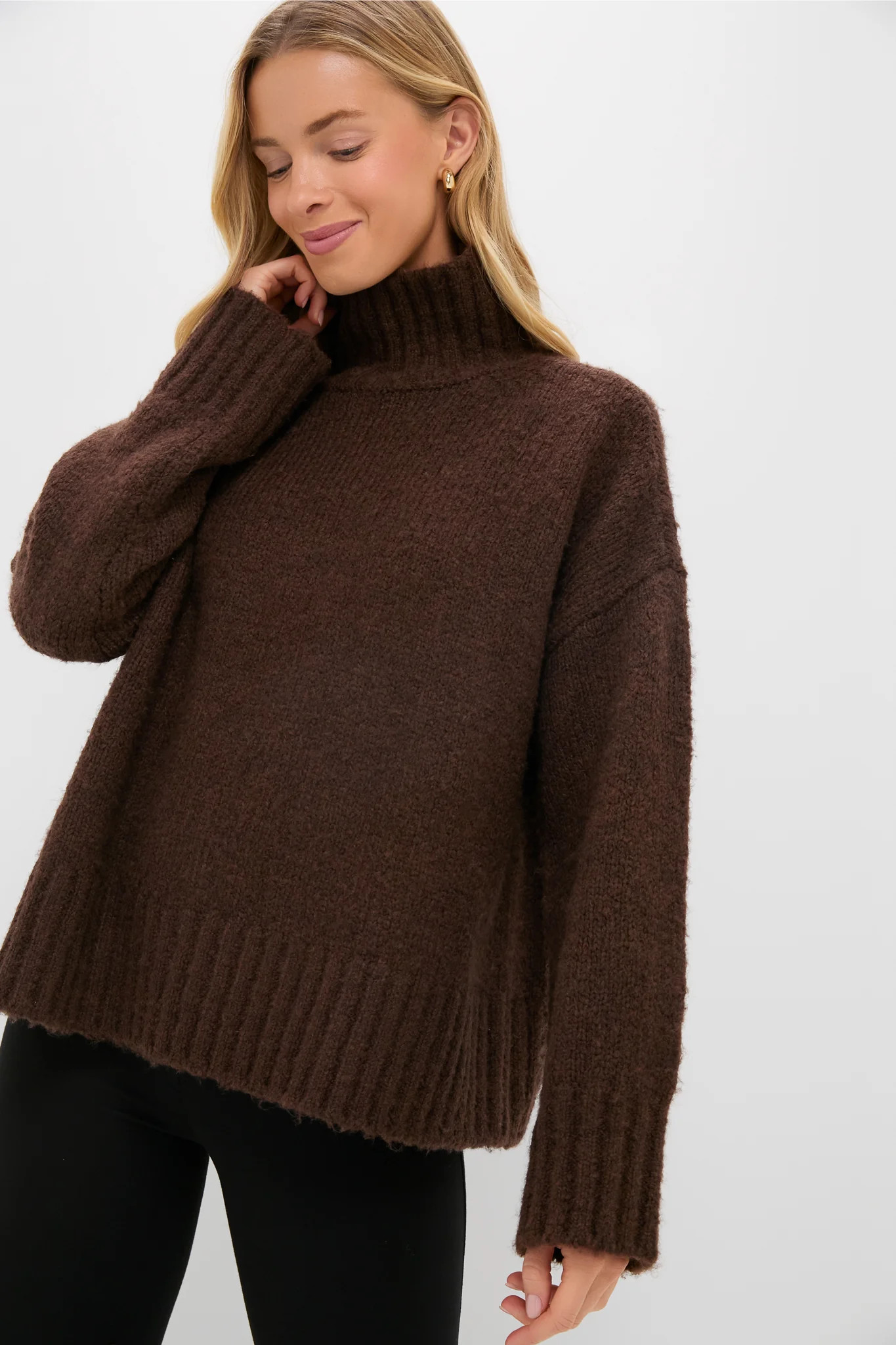 Chocolate Boucle Hannah Turtleneck Sweater | Tuckernuck (US)