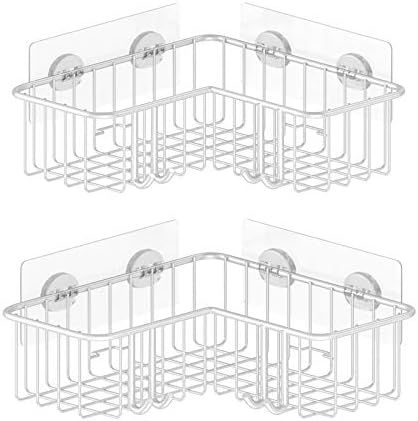 SMARTAKE 2-Pack Corner Shower Caddy, Adhesive Bath Shelf with Hooks, SUS304 Stainless Steel Stora... | Amazon (US)