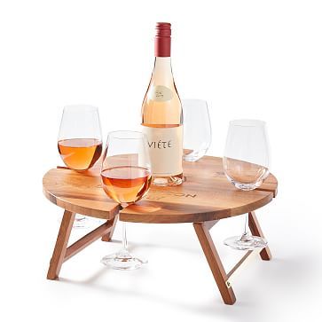 Wood Portable Wine Picnic Table | Mark and Graham | Mark and Graham