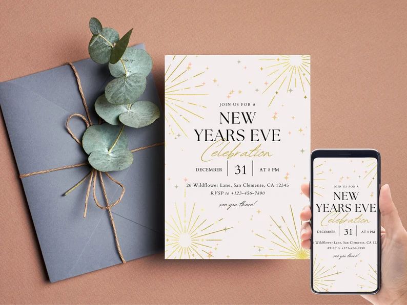 New Year's Eve Party Invitation Template Fireworks New - Etsy | Etsy (US)