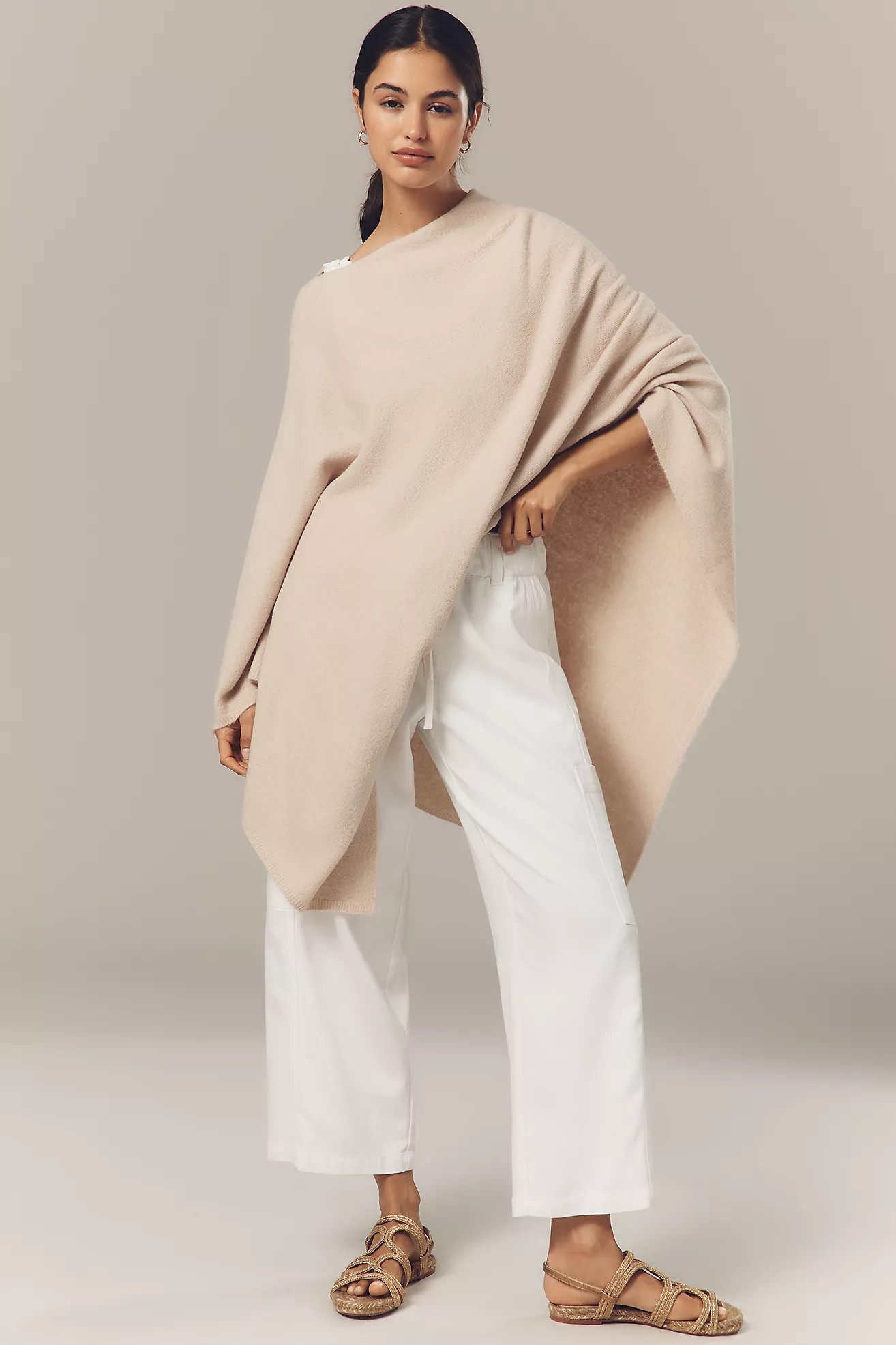 Flat White Lightweight Poncho Sweater | Anthropologie (US)