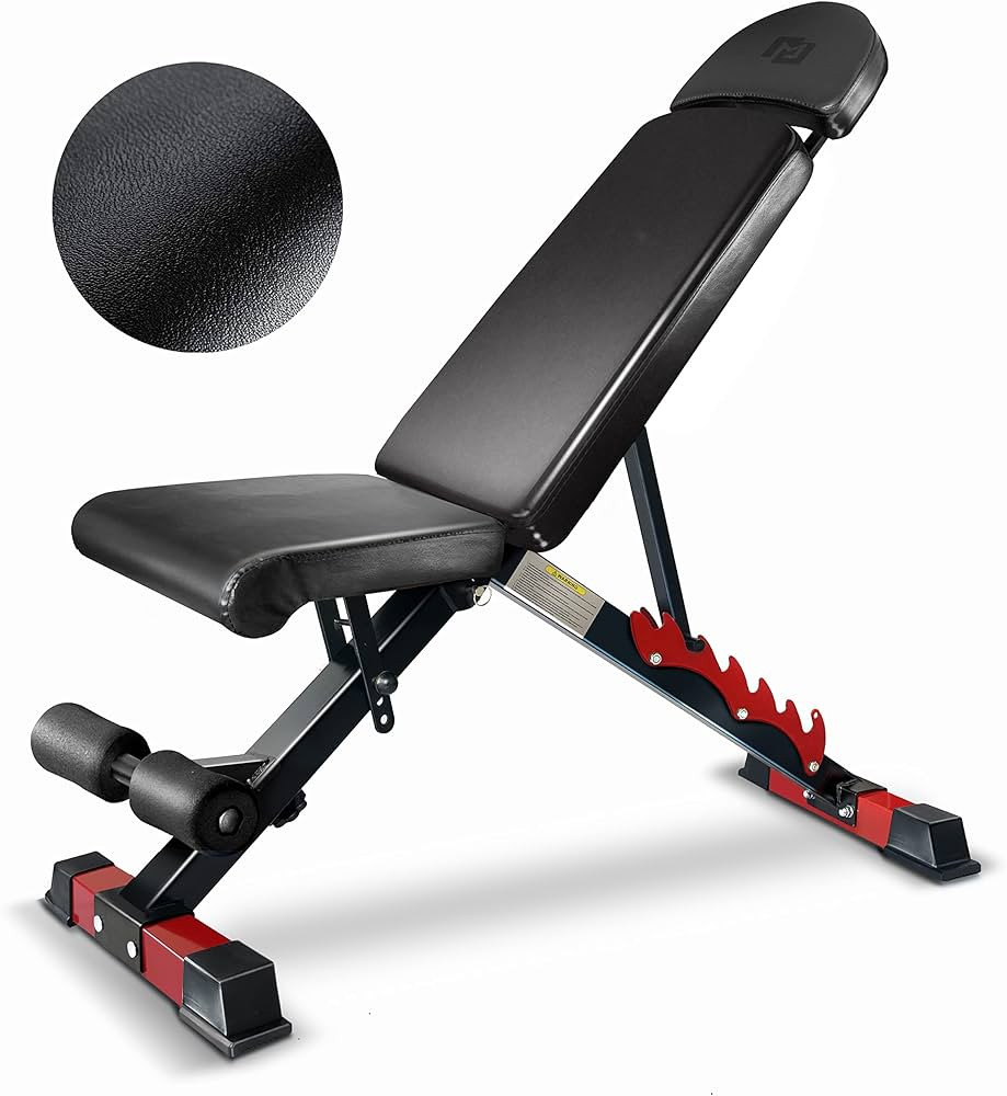 Adjustable Weight Bench Leather Cushion with Liftable Head Support for Strength Training, Full Bo... | Amazon (US)