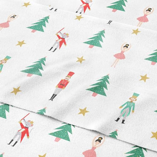 Flannel Christmas Sheets - 100% Cotton Flannel Sheet Set - Twin XL Size - Soft & Cozy - Thick Warm Heavyweight Winter Bed Set - Deep Pocket Holiday Bedding for Women, Men & Kids - Nutcracker Ballet | Amazon (US)