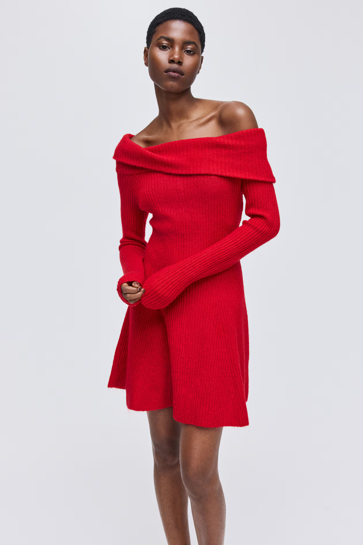 Rib-Knit Off-the-Shoulder Dress | H&M (US + CA)