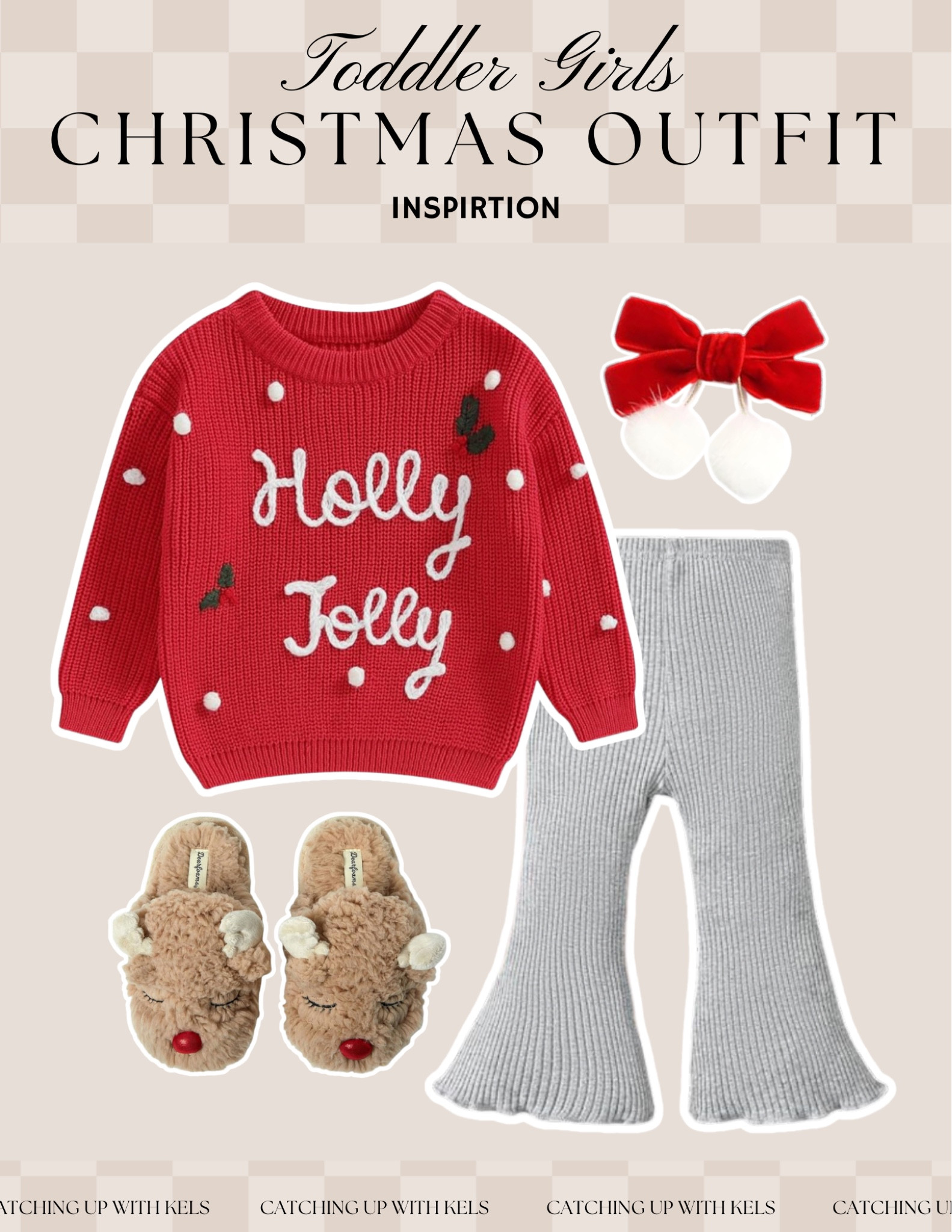 🎀❄️ Toddler Girl Christmas Outfit Inspo! 🎅 Dress your little one in the cutest holiday style with this festive look. A Holly Jolly sweater paired with trendy flared knit leggings, cozy reindeer slippers, and a red velvet bow with pom-pom details makes for the perfect Christmas outfit. Whether for holiday photos, parties, or Christmas morning, your little fashionista will shine! Tap the link in bio to shop this look. 🛒 #ToddlerGirlChristmasOutfit #HolidayToddlerStyle

#LTKKids