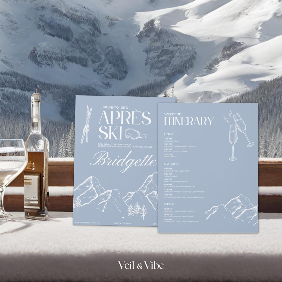 Winter Bachelorette Itinerary Template Bachelorette Party Invitation Template Mountain Bacheloret... | Etsy (US)