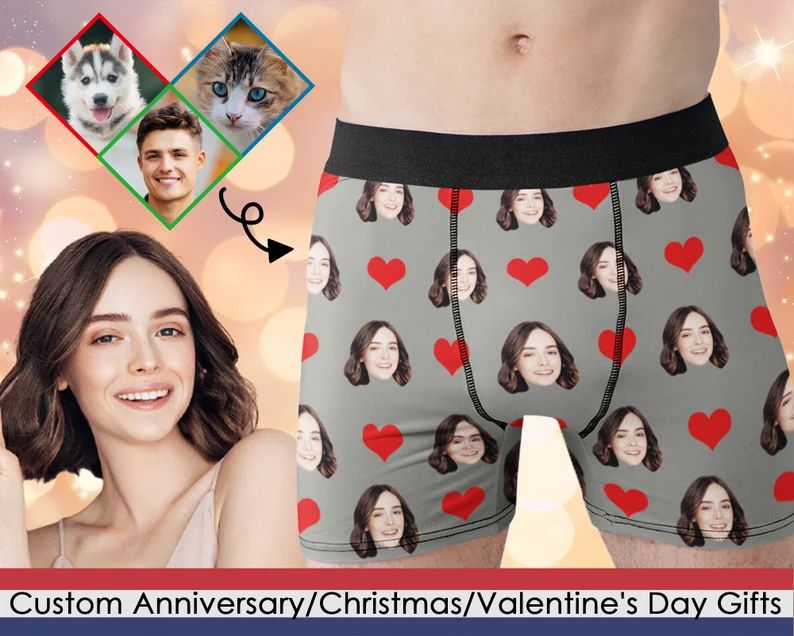 Personalized Boxers for Husband/Boyfriend, Custom Anniversary/Birthday/Valentines Day Gift, Print... | Etsy (US)
