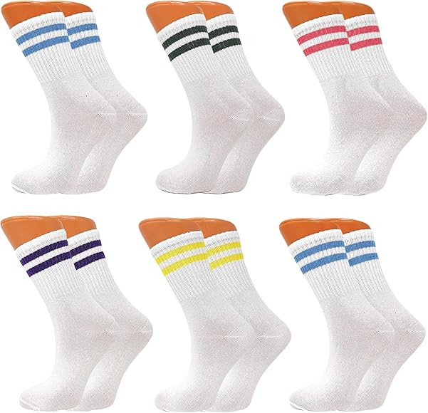 Tennis Crew Socks for Women Cotton Extra Thin and Breathable 6 PAIRS | Amazon (US)
