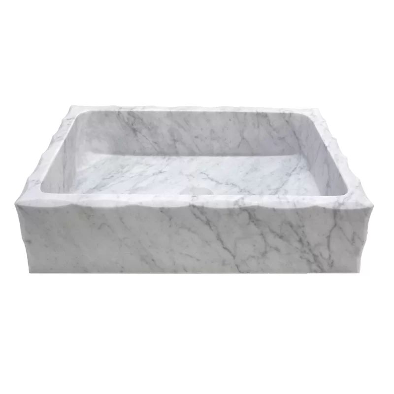EB_S037CW-H Honed Antique Carrara Marble Rectangular Vessel Bathroom Sink | Wayfair Professional