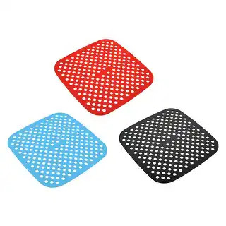 Reusable Silicone Air Fryer Liners Square 8.5x8.5 Inch Black/Red/Blue, Pack of 3 - Black/Red/Blue | Bed Bath & Beyond