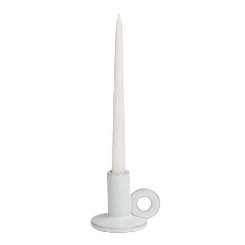 White Ceramic Handled Taper Candle Holder | World Market