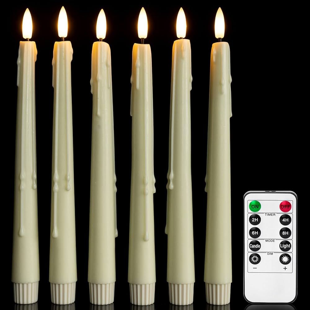 Yongmao Real Wax Flameless Taper Candles with Remote, 9.6 Inches LED Window Candles 3D Wick Flick... | Amazon (US)