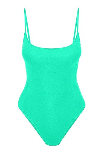 Narecte Sexy One Piece Bathing Suit for Women Tummy Control High Cut One Piece Swimsuit Womens Soft Green XL | Amazon (US)