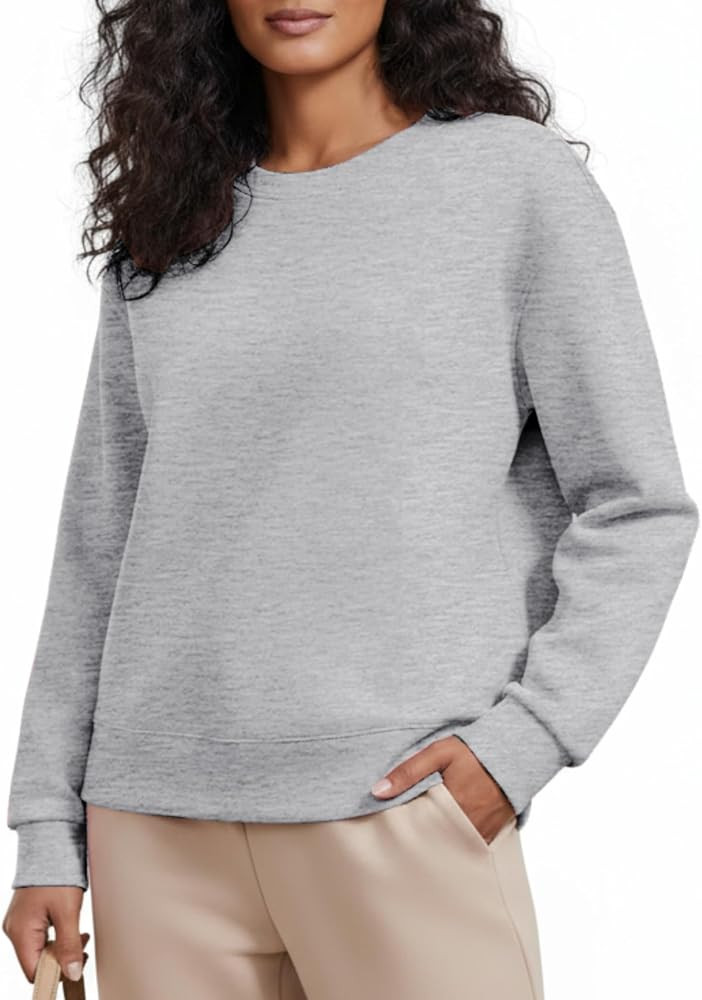 PINSPARK Soft Crewneck Sweatshirt for Women Long Sleeve Lightweight Pullover Yoga Casual Sweatshi... | Amazon (US)