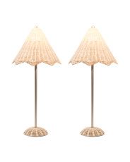 Set Of 2 Scalloped Rattan Table Lamps | Marshalls