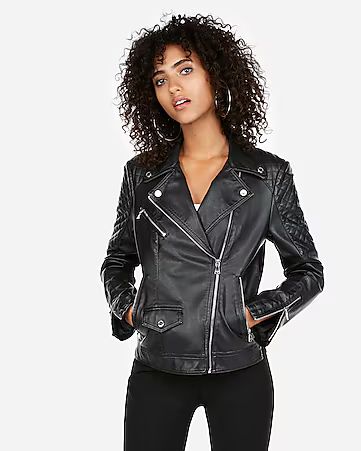 (minus The) Leather Quilted Moto Jacket | Express
