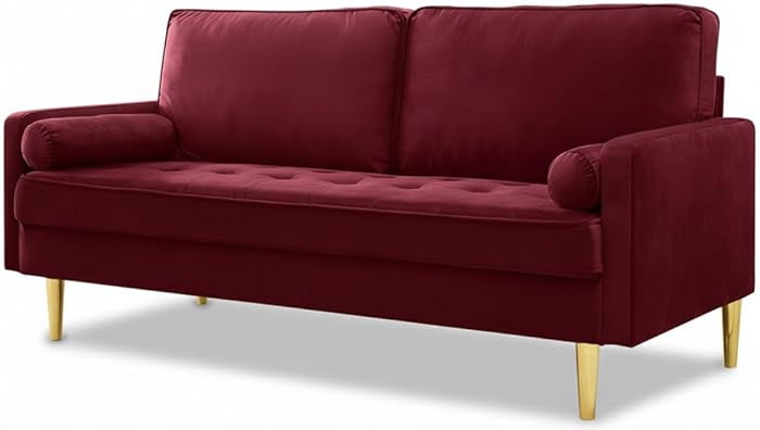 67" Modern Velvet Loveseat Sofa Couch, Mid-Century Tufted Upholstered Small Love Seat Couch with ... | Amazon (US)