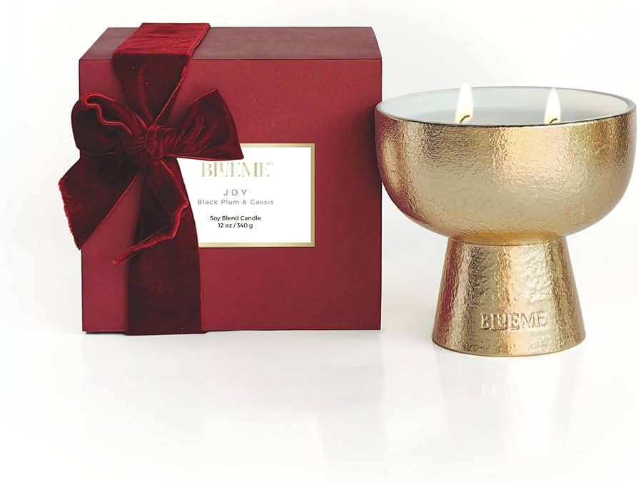 2025 Gold Holiday Candle | Joy - Black Plum & Cassis (Medium), Refillable Wellness, Essential Oil... | Amazon (US)
