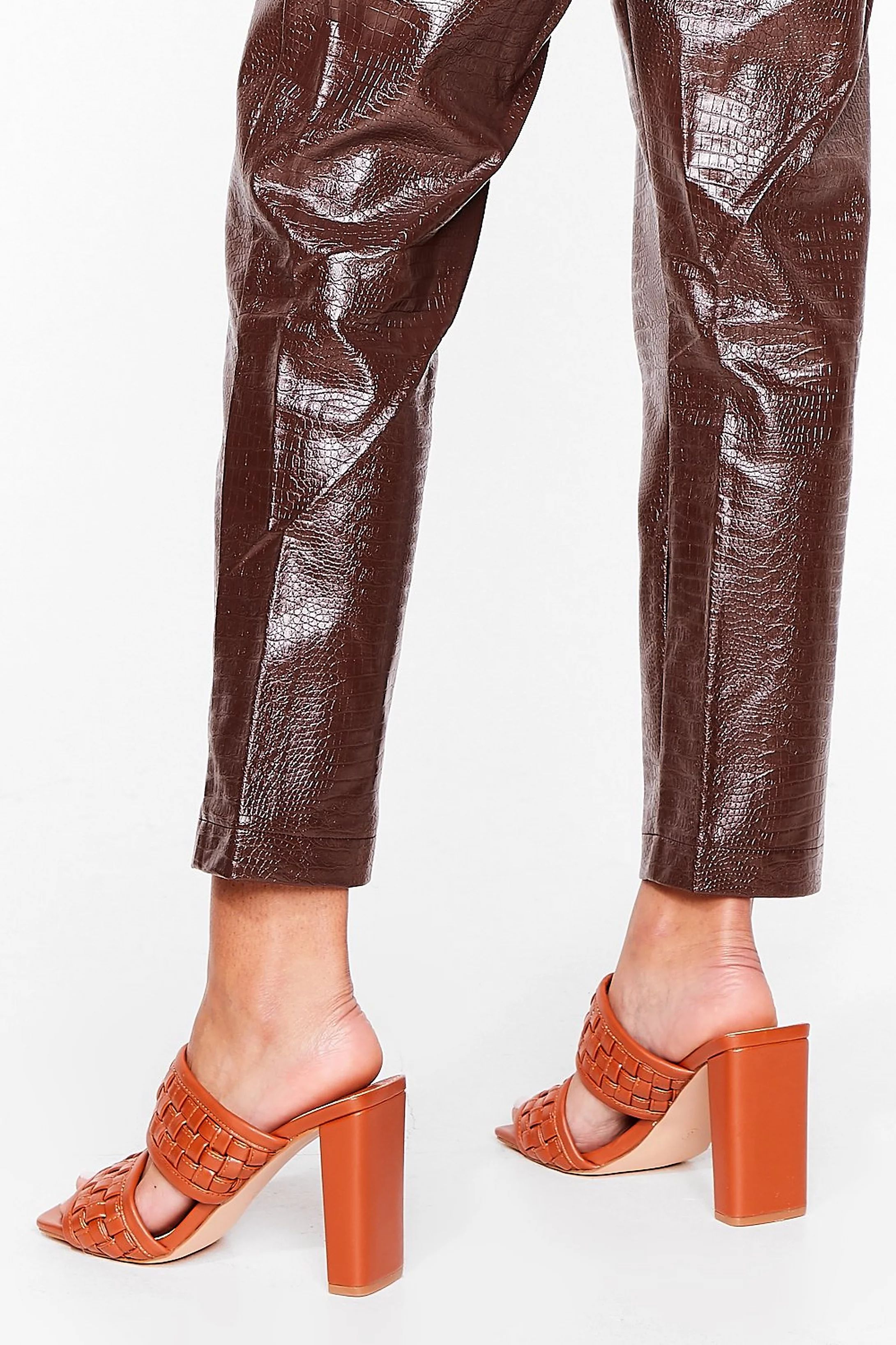 Woven Faux Leather Heeled Mules | NastyGal (UK, IE)