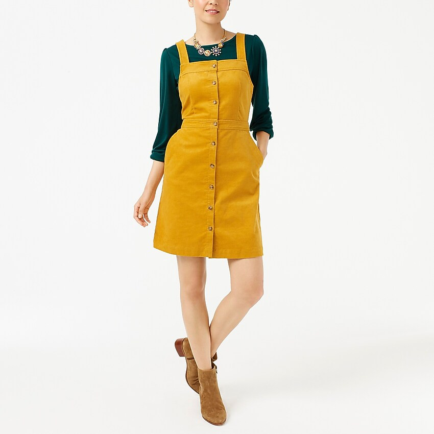 Corduroy button-front overall dress | J.Crew Factory