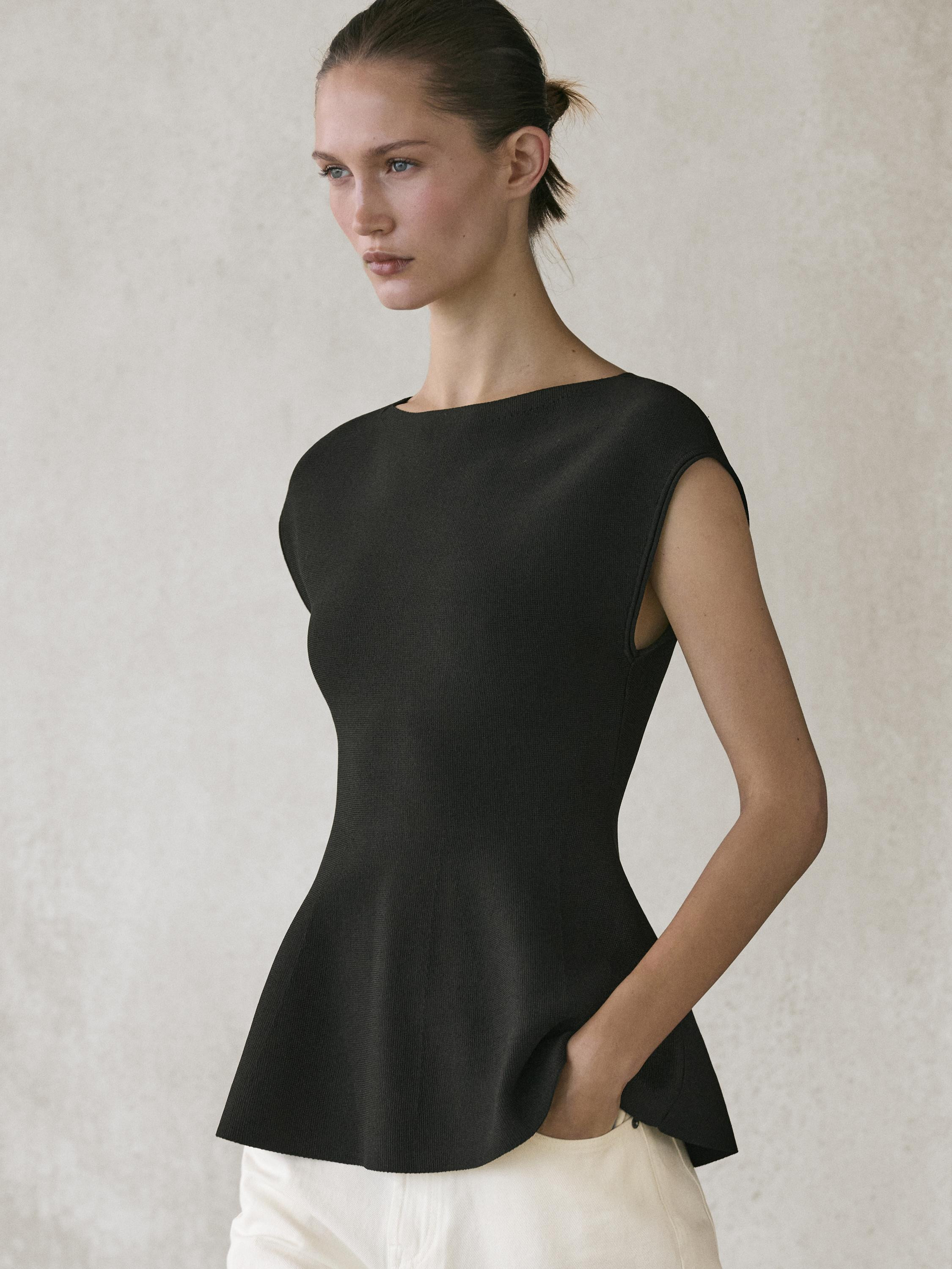 Knit top with crew neck | Massimo Dutti UK