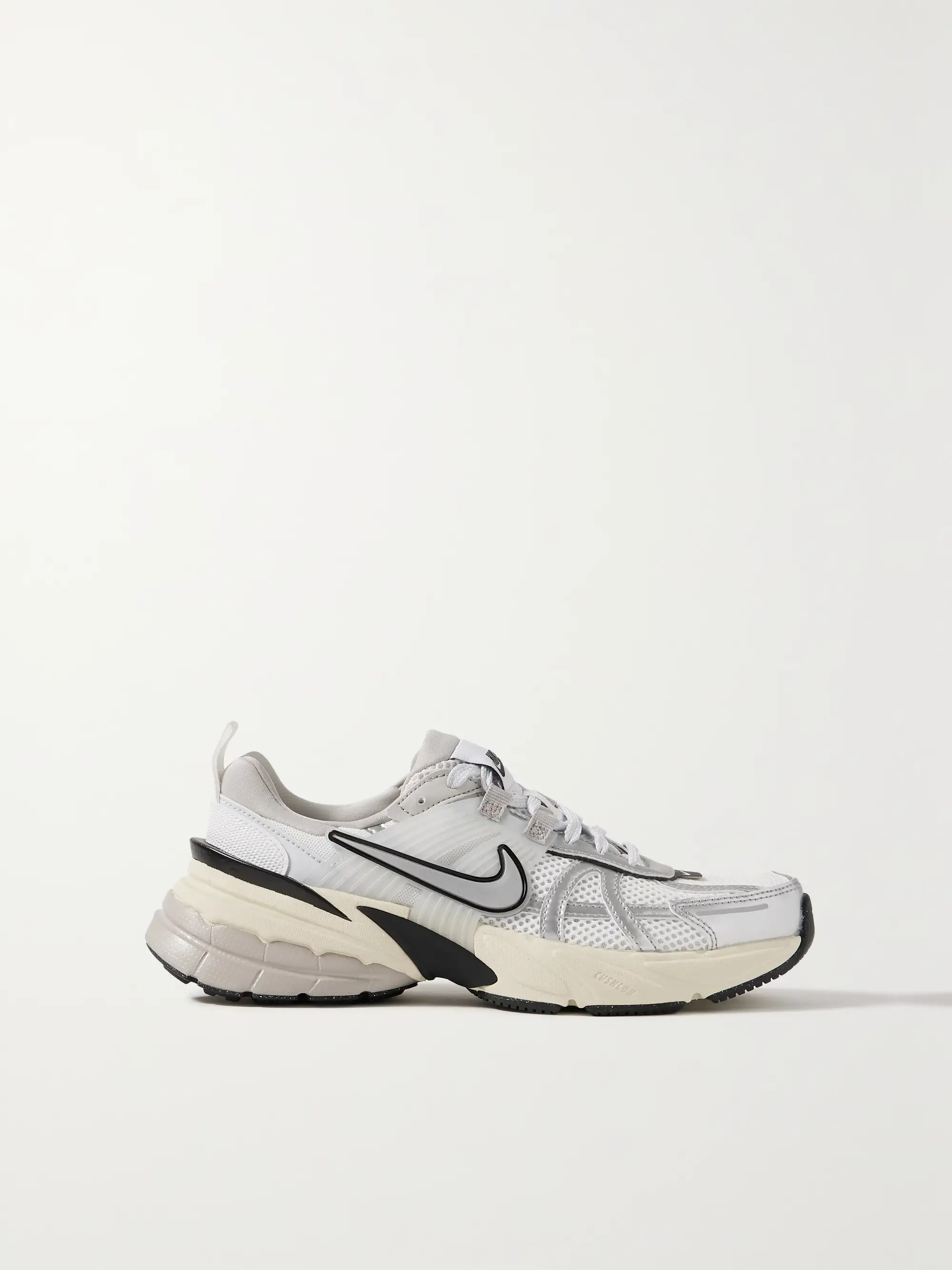 V2K Run rubber and metallic leather-trimmed mesh sneakers | NET-A-PORTER (US)