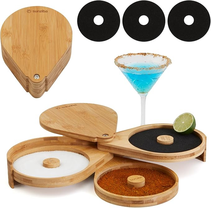 Margarita Salt Rimmer Set | 3-Tier Bamboo Salt Rimmer for Cocktails | Bartender Accessories & Hom... | Amazon (US)