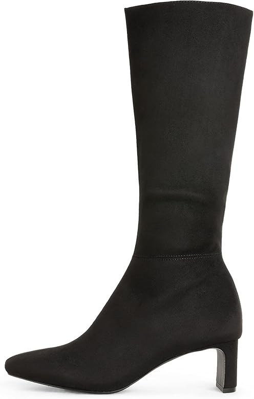 DREAM PAIRS Women's Knee High Suede Chunky Heel Side Zipper Fashion Boots | Amazon (US)