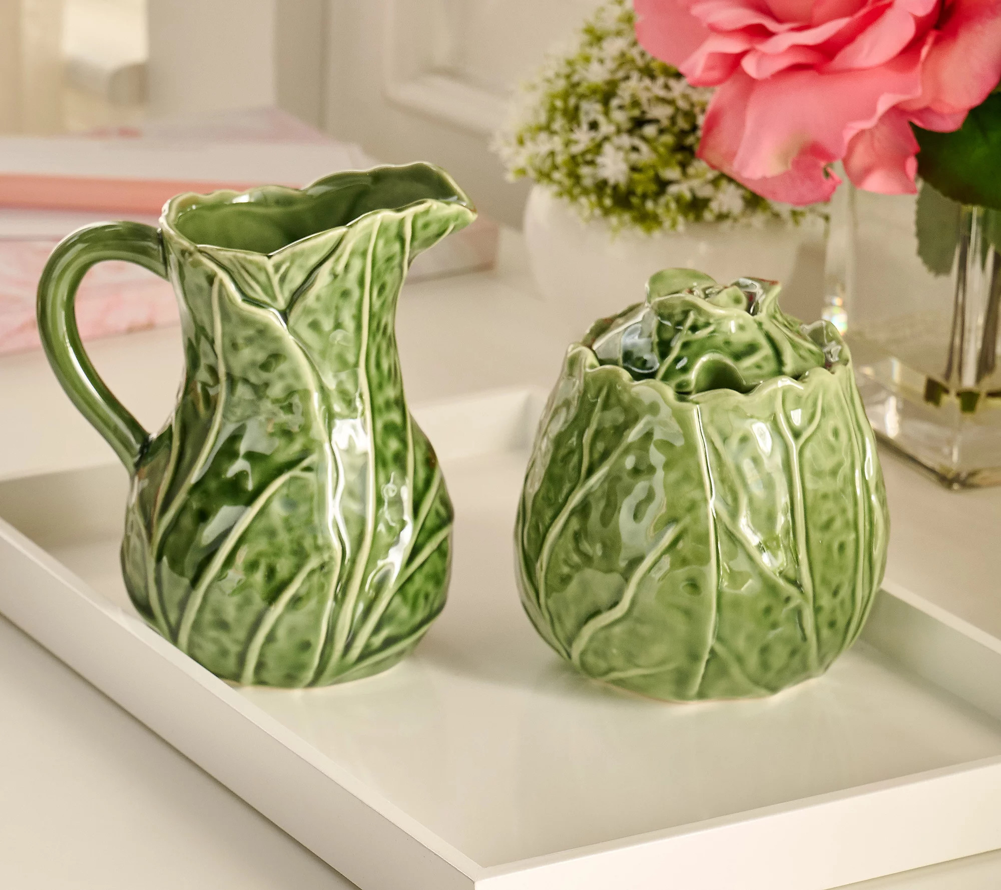 Cozy Cottage by Liz Marie Cabbage Sugar Bowl and Creamer Set | QVC