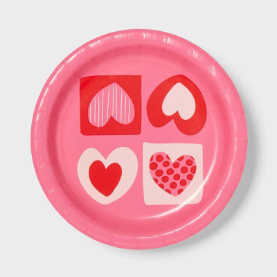 20ct 6" Appetizer Valentine's Day Hearts Plates Pink - Spritz™ | Target