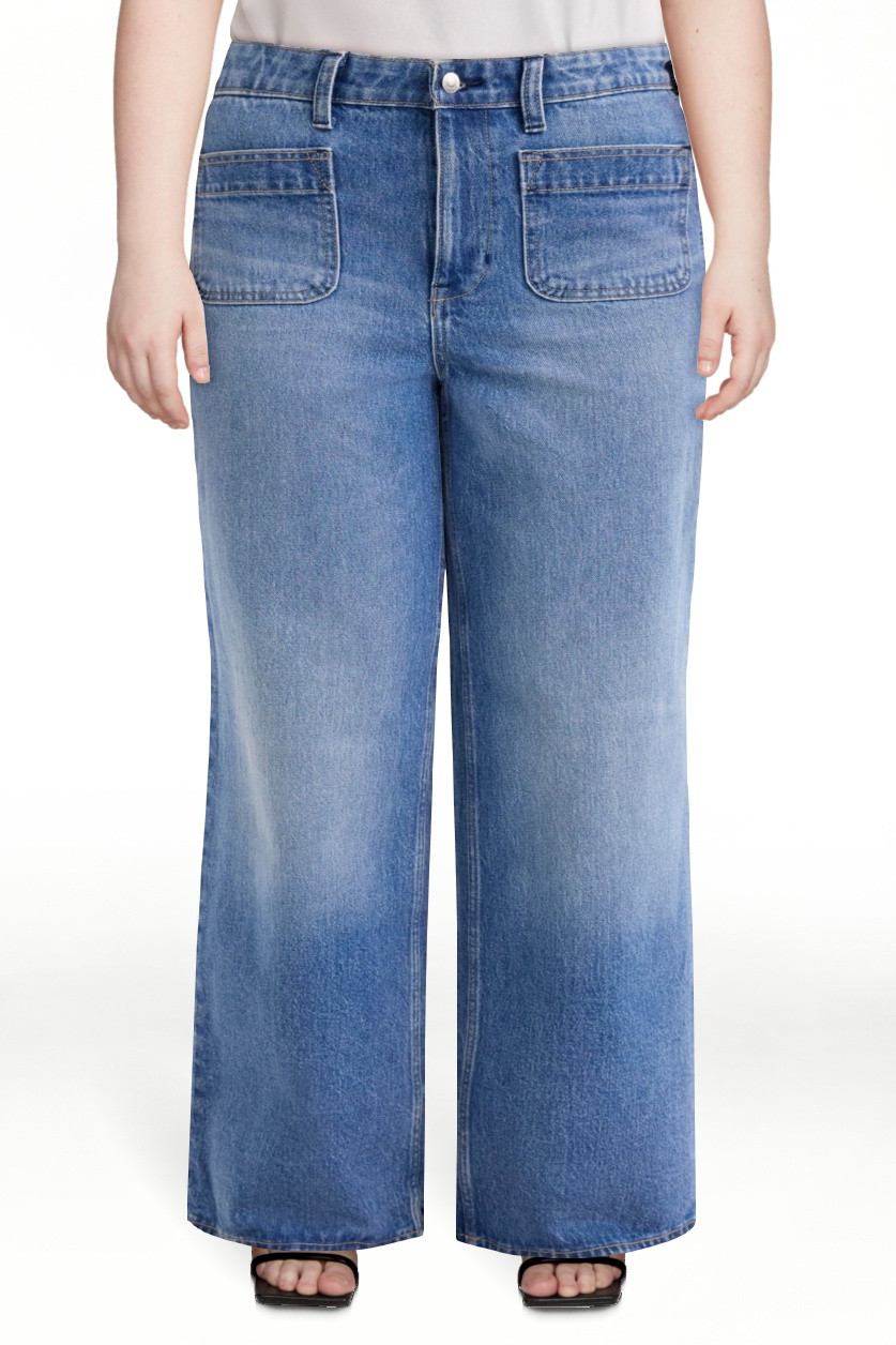 Free Assembly Women's and Women's Plus Wide Leg Jeans with Patch Pockets, 30", 32", and 34" Insea... | Walmart (US)