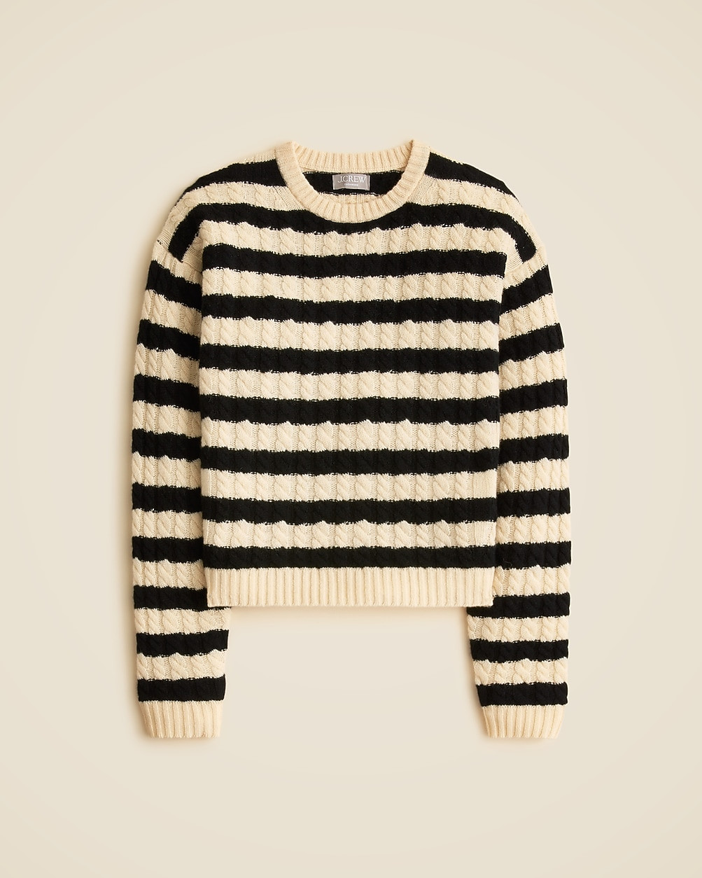 Perfect cashmere cable-knit crewneck sweater in stripe | J. Crew US