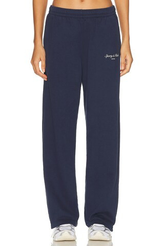 Sporty & Rich Syracuse Wide Sweatpant in Navy | FWRD 