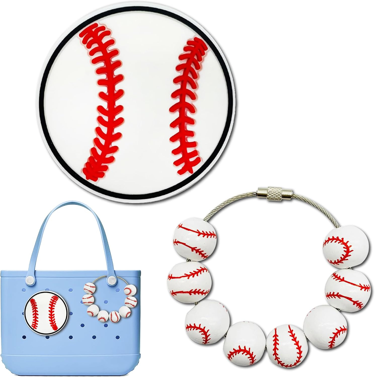 2 PCS Charms for Bogg Bag Accessories – Rubber Decorative Inserts for Original & XL, Sports Theme Tote Decorations, Fits Simply Southern & Other Beach Bags | Amazon (US)