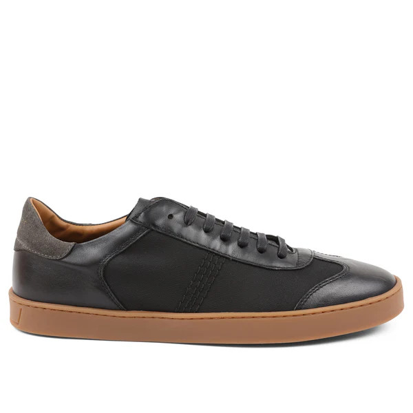 Bono Leather/Nylon Lace-Up Sneaker - Black | Bruno Magli