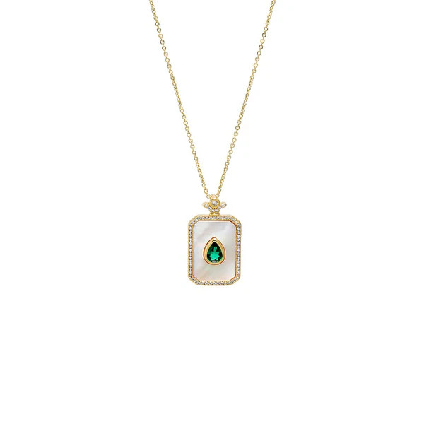 Colored Pear X MOP Dog Tag Necklace | Adina Eden