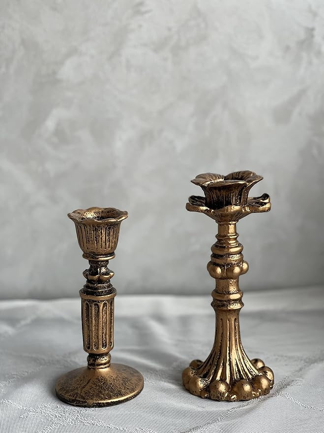 Kolnlala French Nostalgic Floral Resin Candle Holder Antique Bronze/Furniture Decoration/Retro Or... | Amazon (US)