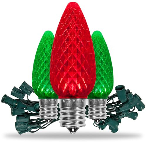 OptiCore 100 Lights, 100 ft Red/Green C9 LED Outdoor Christmas Lights – Commercial-Grade, Dimmable, Connectable to 1000’, 18-Gauge | Amazon (US)