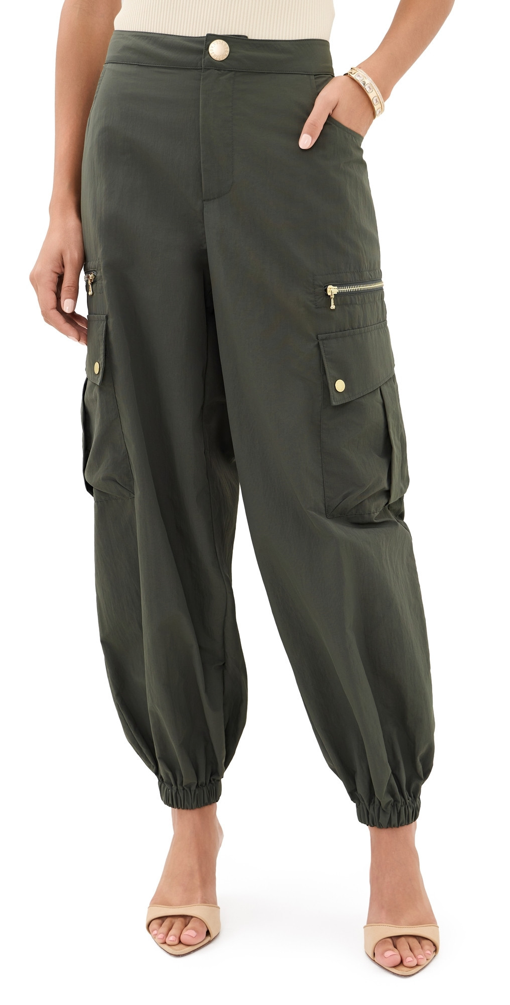 L'AGENCE Greer Balloon Cargo Jogger Pants Ash Olive M | Shopbop