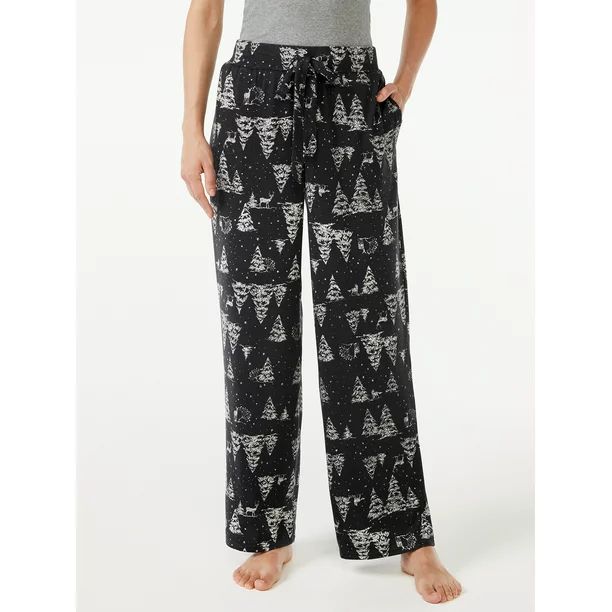 Joyspun Women's Hacci Knit Wide Leg Pajama Pants, Sizes to 3X - Walmart.com | Walmart (US)