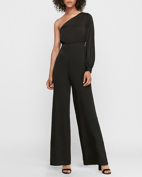 one shoulder wide leg jumpsuit | Express