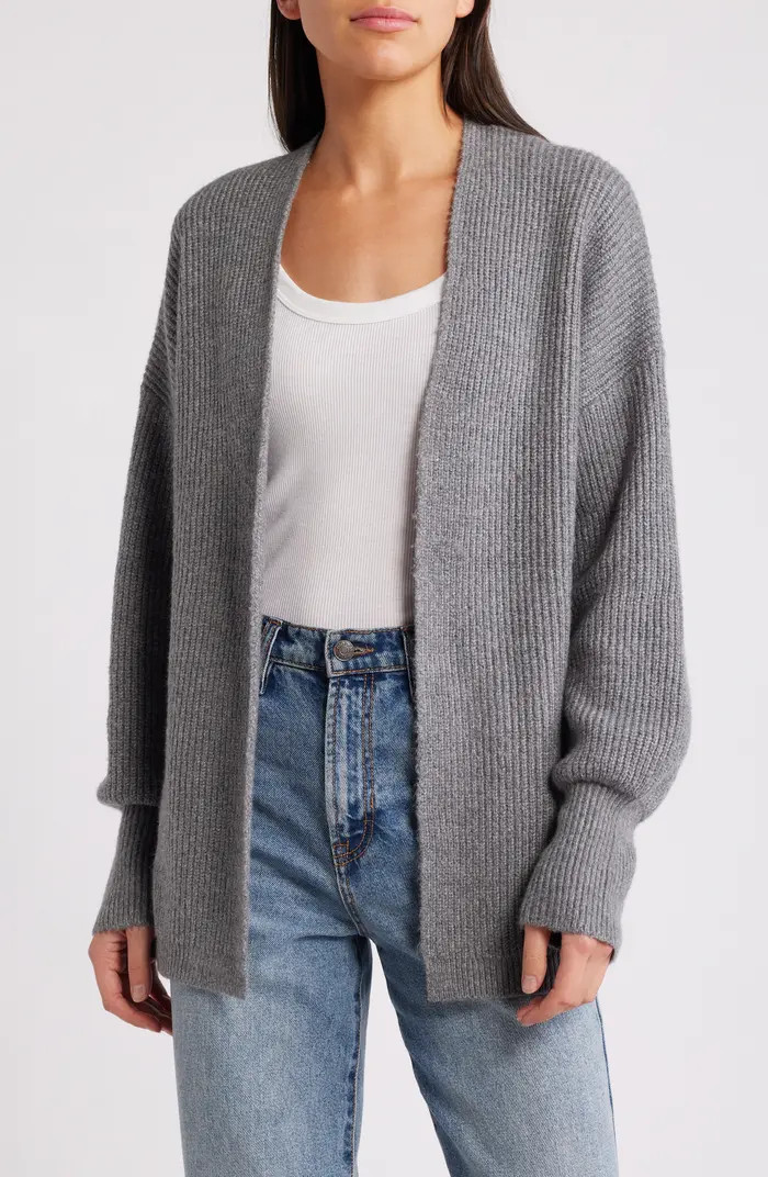 Treasure & Bond Rib Bishop Sleeve Cardigan | Nordstrom | Nordstrom