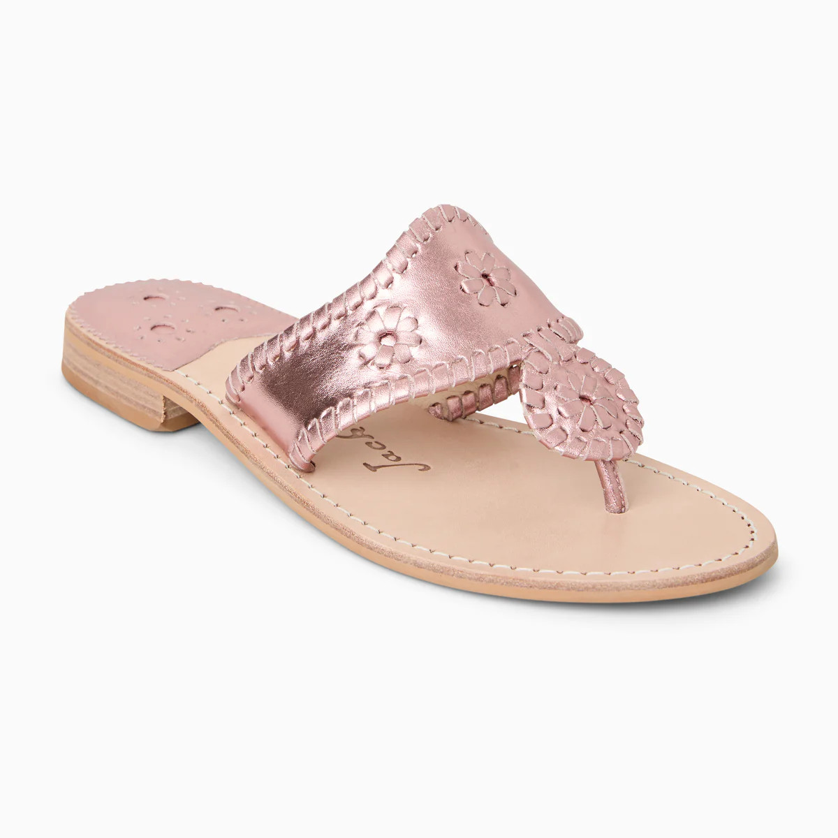 Jack Rogers Jacks Sandal | Metallic Nappa Leather | Rose Quartz | Jack Rogers
