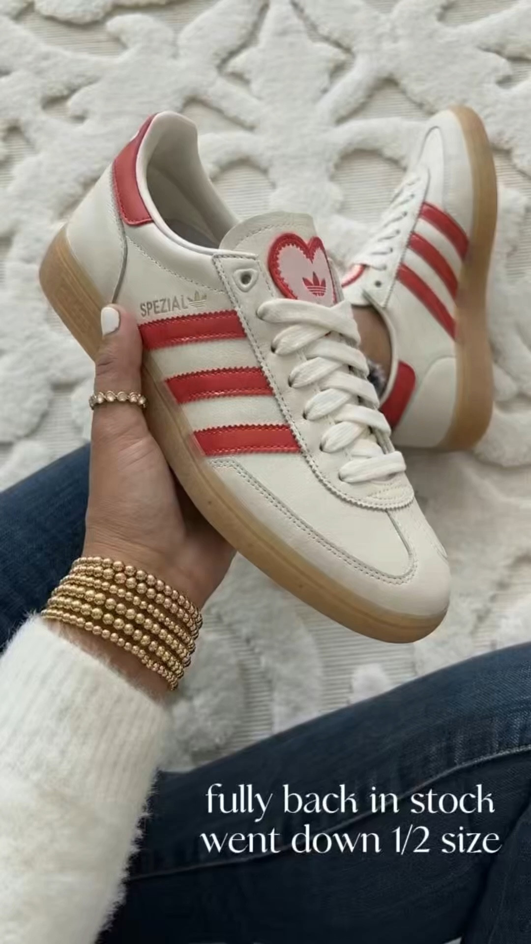 Adidas heart sneakers back in stock. Runs a half size big 