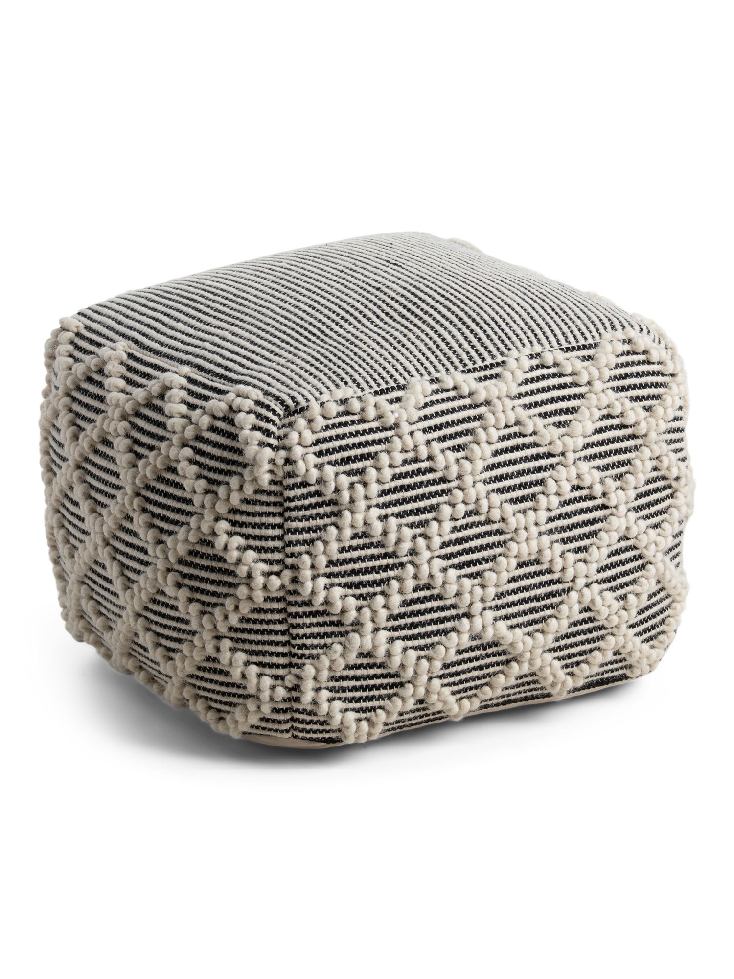 20x20 Wool And Cotton Blend Loop Textured Pouf | TJ Maxx