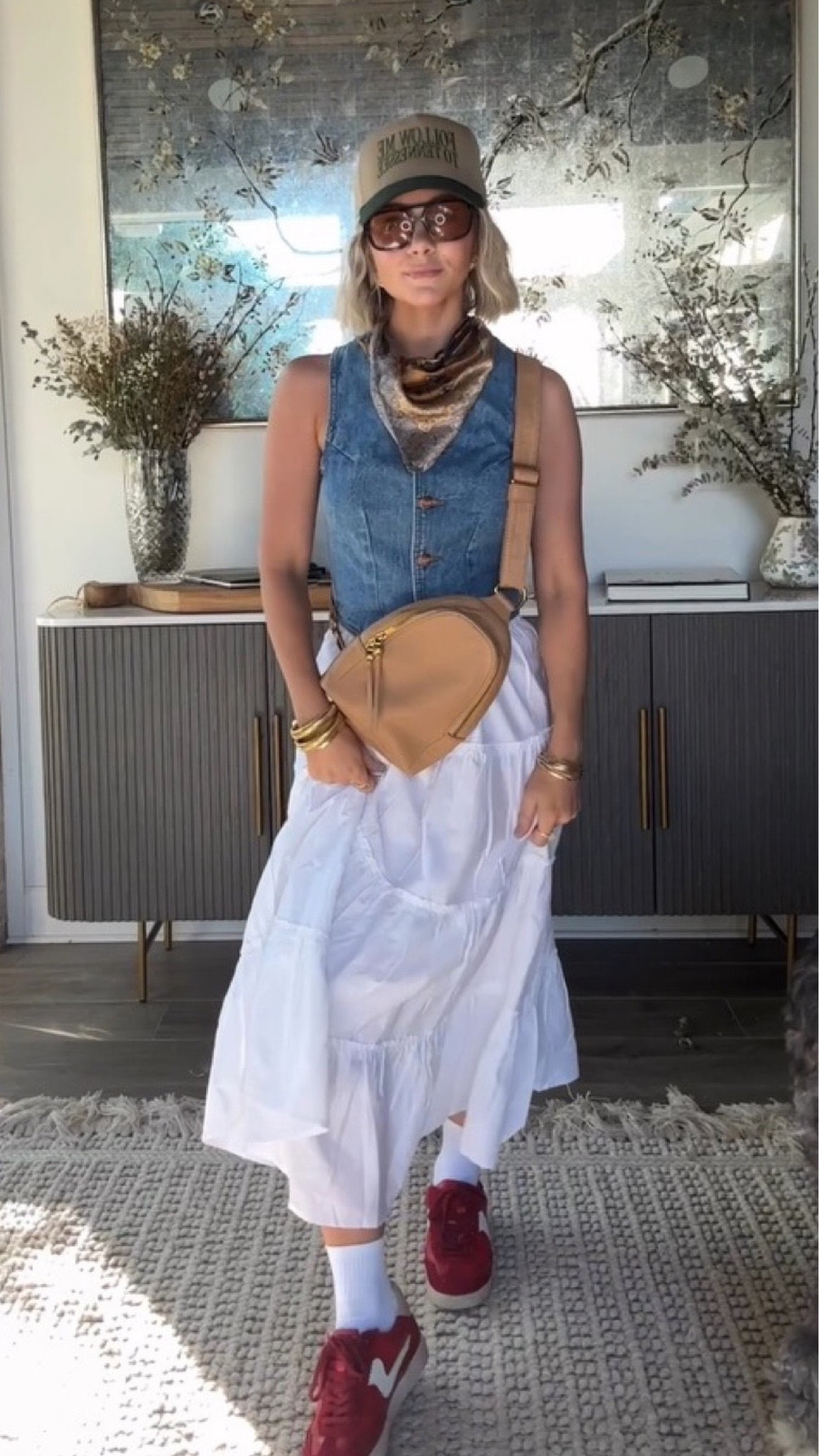 Outfits lately! Denim vest, maxi skirt, sling bag, sneakers outfit, summer outfit 

#LTKStyleTip #LTKShoeCrush