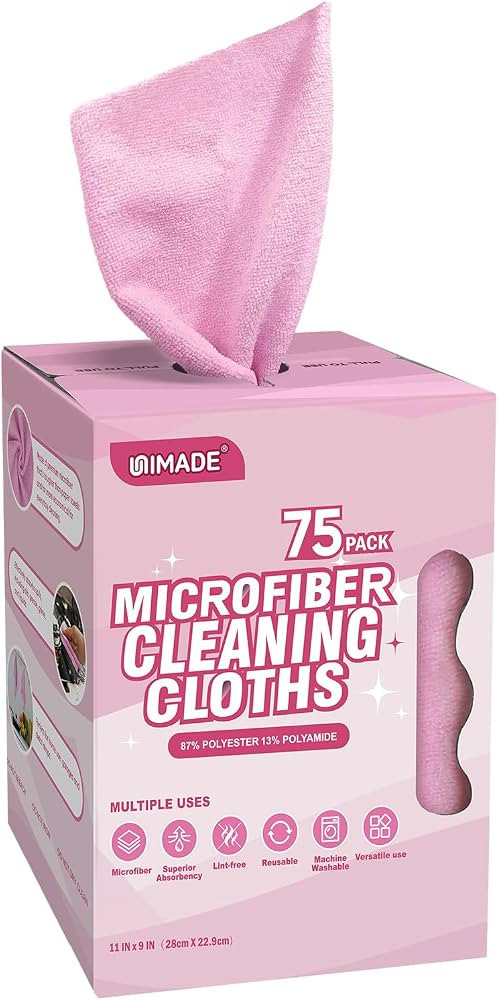 Microfiber Cleaning Cloth, 75 Sheets Microfiber Towels for Cars | Amazon (US)