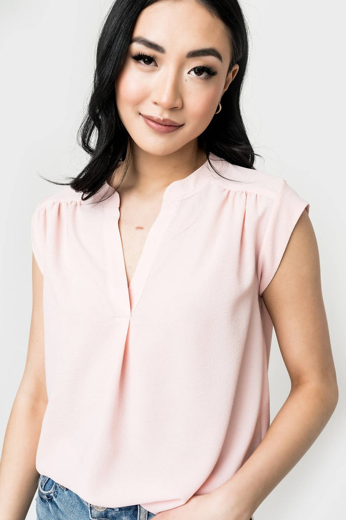 Notch Neck Cap Sleeve Top | Gibson